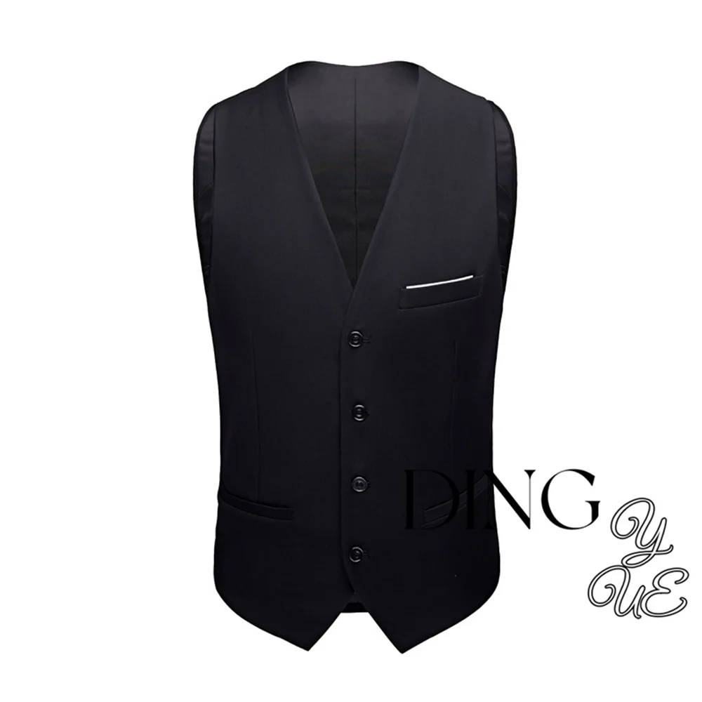 Fashion New Men\'s Casual Boutique Business Solid Color Vest / Male Slim V Neck Waistcoat Wedding Party Men\'s Waistcoat DiBanGu