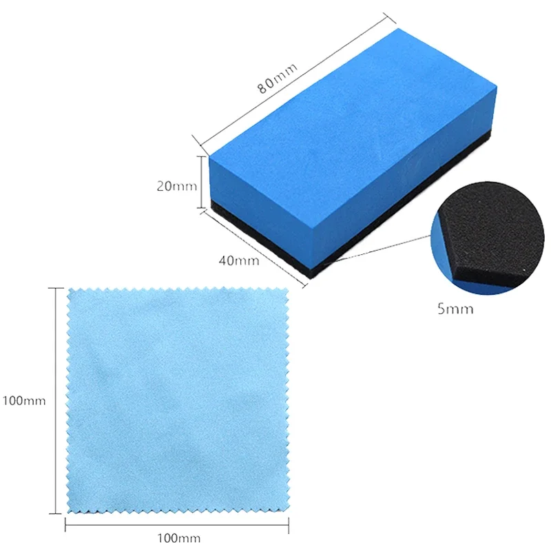 Car Ceramic Coating Sponge Applicator Glass Nano Wax Coat Applicator Pads Sponges Automobile Blue Square Sponge And Cloth