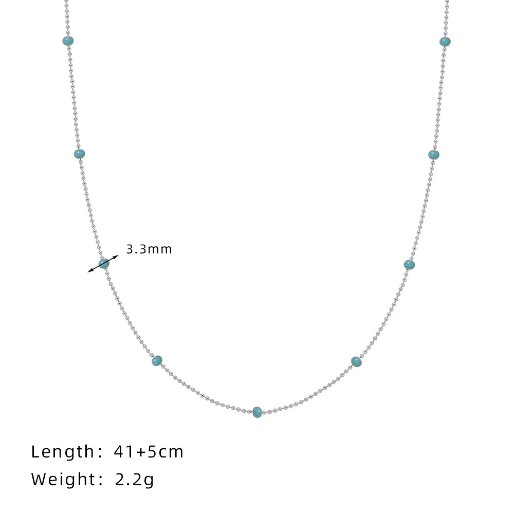 Trendy Blue Oil Droplet Chain Necklace for Women Gold Color Stainless Steel Waterproof Collar Neck Jewelry Gala Gift