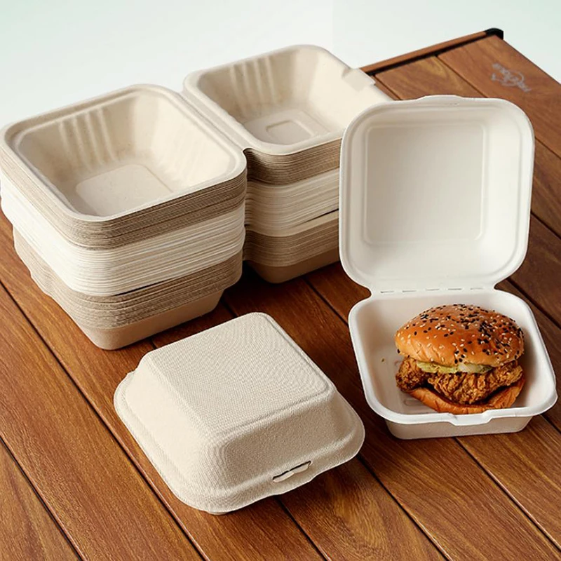 10Pcs/set Disposable Bento Boxes Food Containers Baking Dessert Cake Bowls Hamburger Snack Packaging Boxes Home Lunchbox