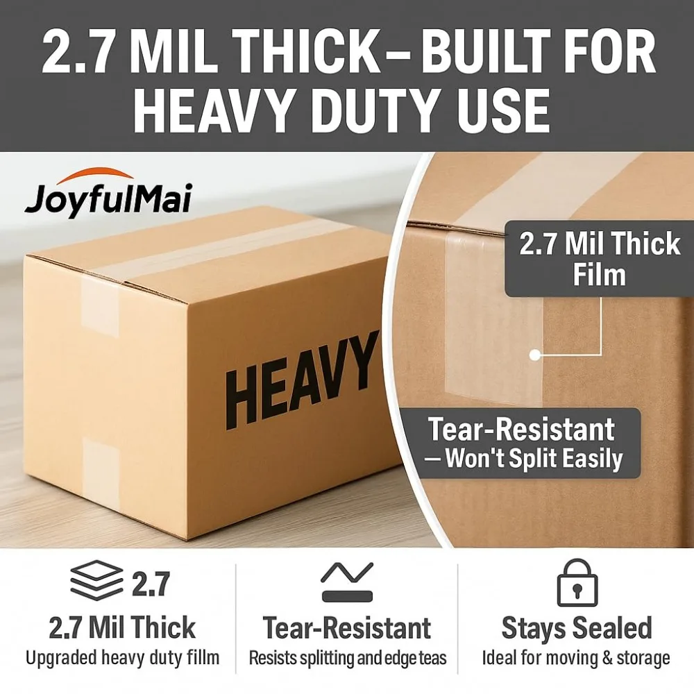 Clear Packing Tape 6 Rolls 1.88in x 65yds per Roll 390 Total Yards, Strong Adhesive Shipping Tape for Box Sealing, Moving, Packaging, Thicker 2.7Mil - view 2