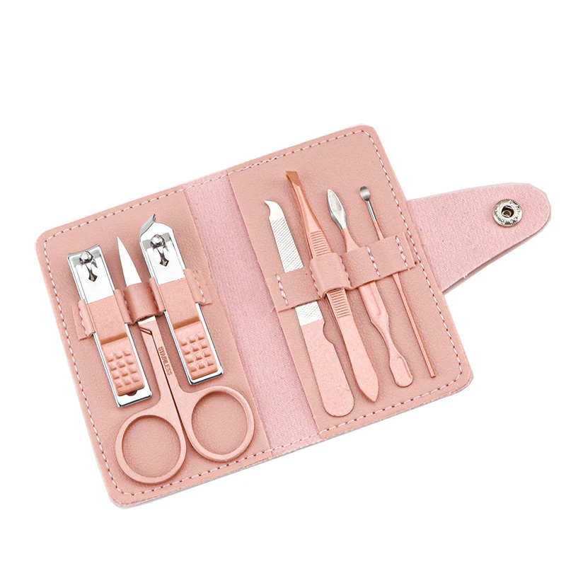 Zestaw narzędzie do Manicure 7-częściowy nóż ze stali ze stalowymi ćwiekami wielokolorowy zestaw do Manicure/Pedicure do zestaw do wycinania paznokci