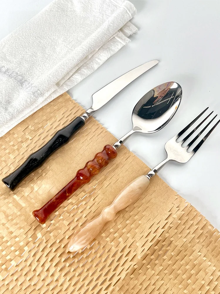 

Goawk High Aesthetic Value Stainl Steel 304 Western Dining Utensils Set Steak Knife Fork Spoon Tee Piece Set Luxury Sle