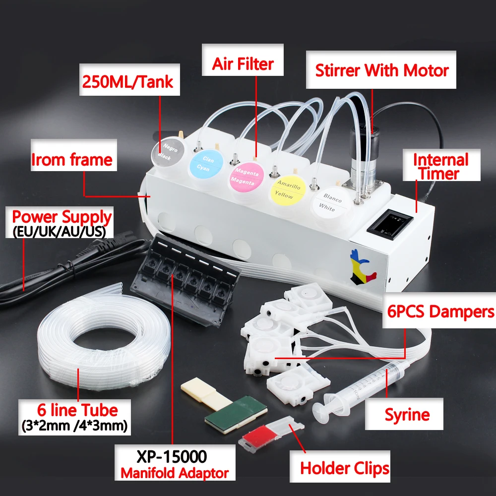 XP15000 DTF Convert Kit Ink System for Epson XP-15000 White Ink Tank With Printhead Manifold Adaptor Ink Damper XP 15000 CISS