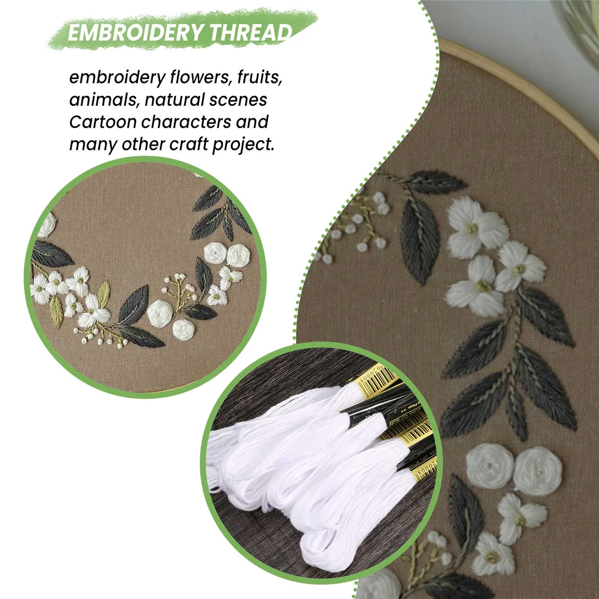 

Better Quality 12x White Anchor Cross needle Cotton Embroidery Thread Floss Skeins Sewing Craft