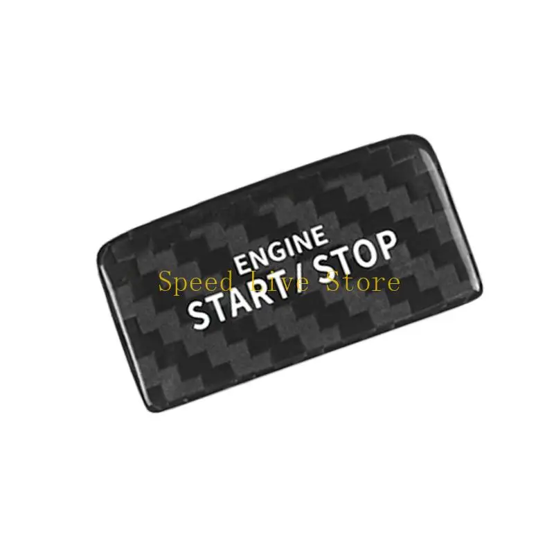 547C Engine Button Decorative Cover Adhesive Carbon Fiber Sticker for Car Interior Dashboard Console Start Stop Controls