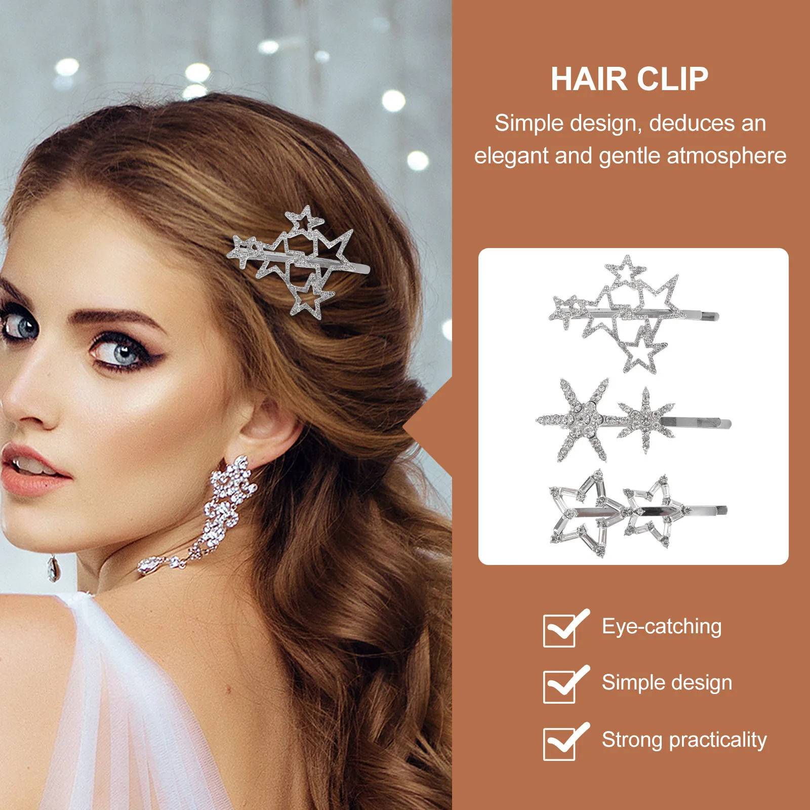

5pcs Crystal Snowflakes Hair Clips Rhinestones Barrette Women Hairpin Wedding Birthday Hair Accessories For Braiding Ponytail