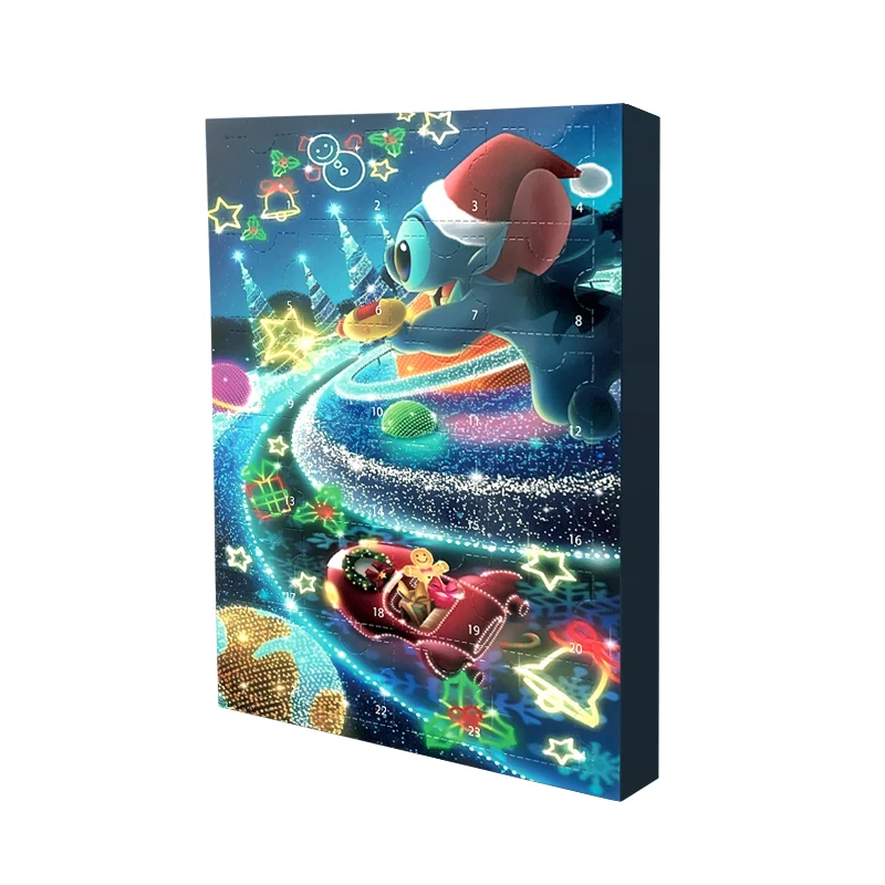 Caja de calendario de Adviento de Stitch de Disney, calendarios de cuenta regresiva de Navidad de 24 días, modelo de figura de acción, muñecas, juguetes, regalo para niños