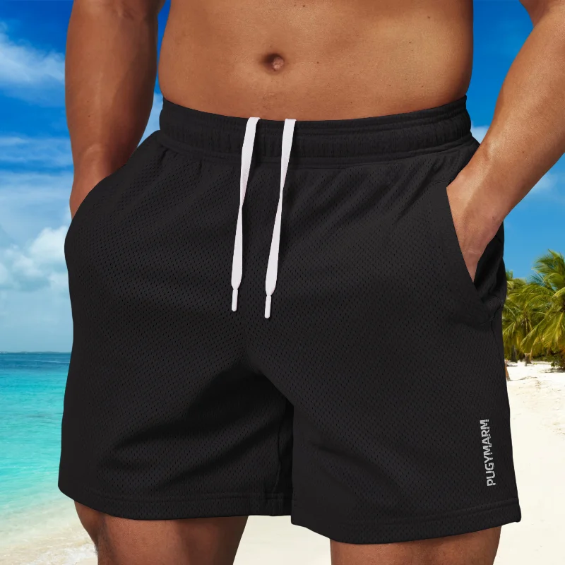 

Мужские шорты, летние шорты для бега в тренажерном зале, быстросохнущие короткие брюки, удобные дышащие спортивные шорты с сеткой на шнурке для мужчин