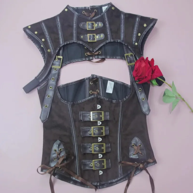 

CyCloudy.lee Темный готический рок-стимпанк жилет и корсетный костюм Средневековый костюм для косплея