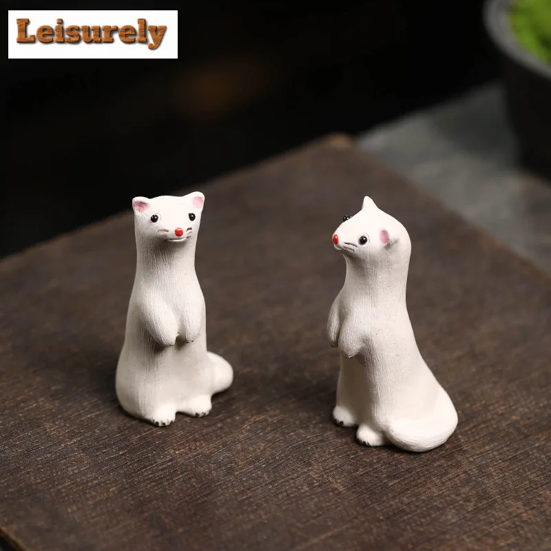 

Ferret Purple Clay Fox Tea Pet Handmade Tea Games Tea Figurine Play Toys Tea Zisha Statue Ornaments Tea Ceremony Accessories