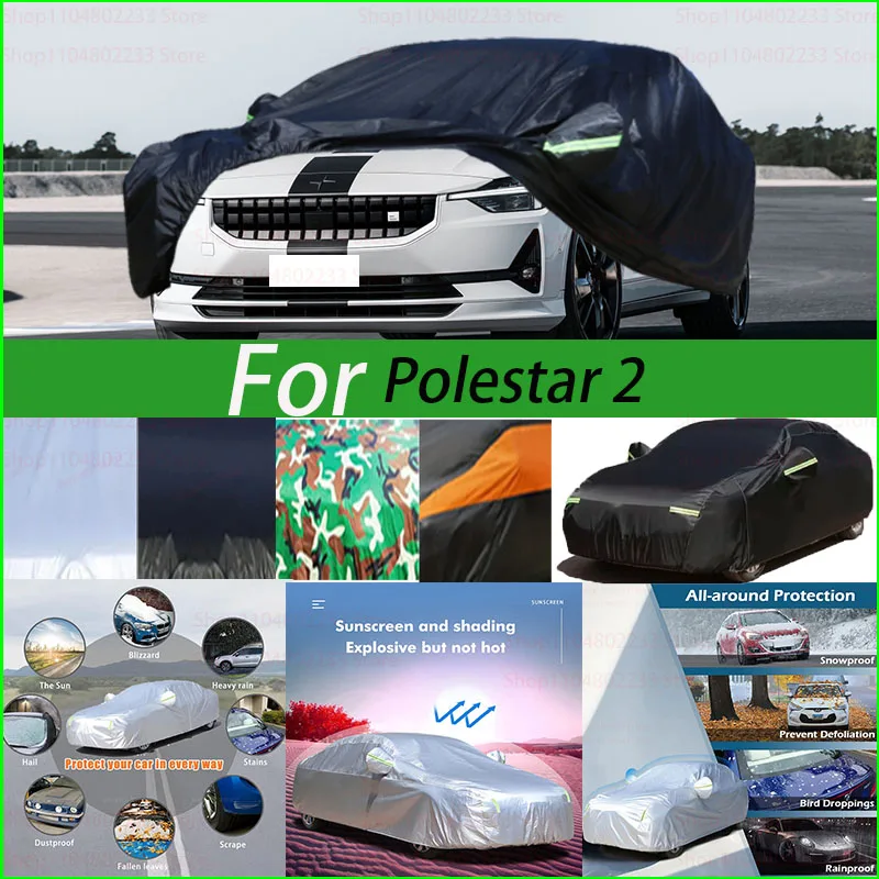 

Black and Silver Universal Car Cover Waterproof Dustproof Outdoor Protection Full Rain Snow UV Protective for Polestar 2