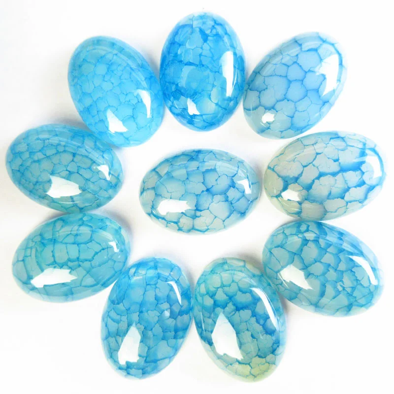 10Pcs 18x25mm Multicolor Dragon Veins Agates Cabochon CAB Beads Natural Stone for Jewelry Making Accessories No Hole