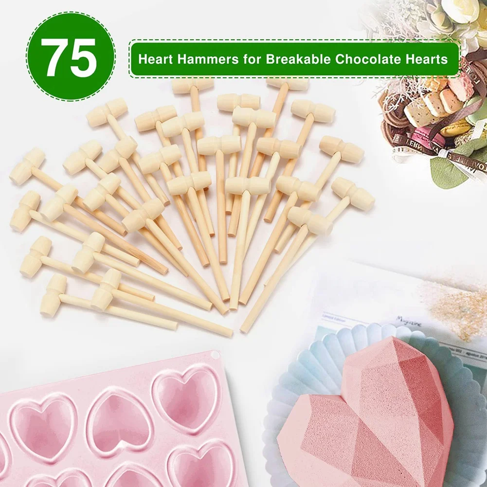 75Pcs Mini Wooden Hammers for Chocolate,Small Wooden Mallet Used for Crab Biscuits Lobster Seafood Shellfish