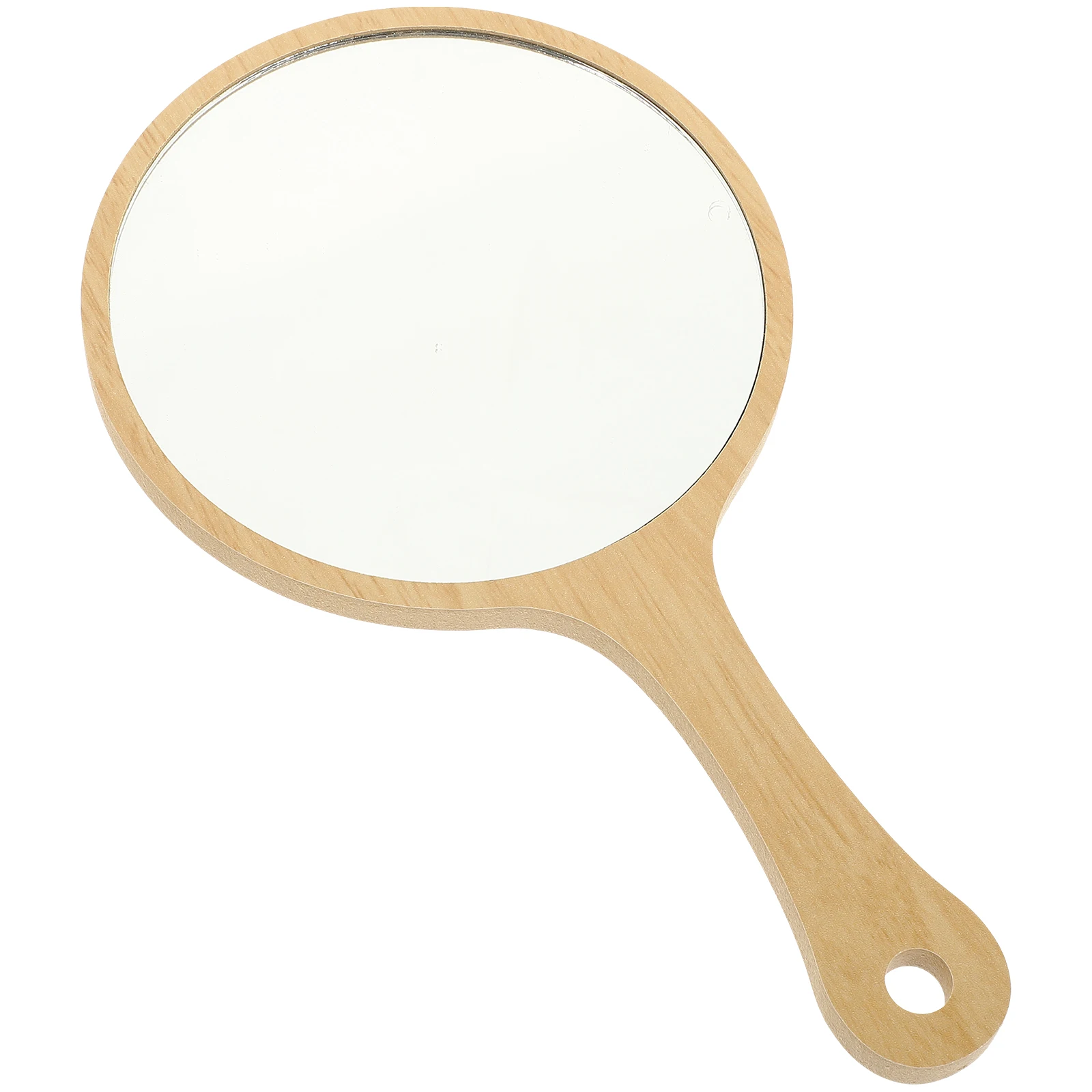 Handheld Makeup Wooden Handle Portable Round For Travel Daily Use Vintage Hand Mirror Compact Women Makeup Mirror