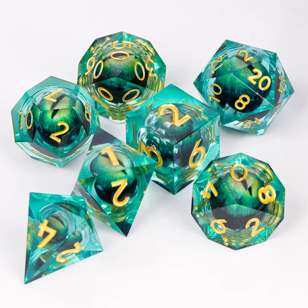 

Набор полимерных кубиков «Глаз Дракона» с жидким наполнением, острые кубики, многогранные кубики для Dungeons and Dragons, ролевых игр D&D