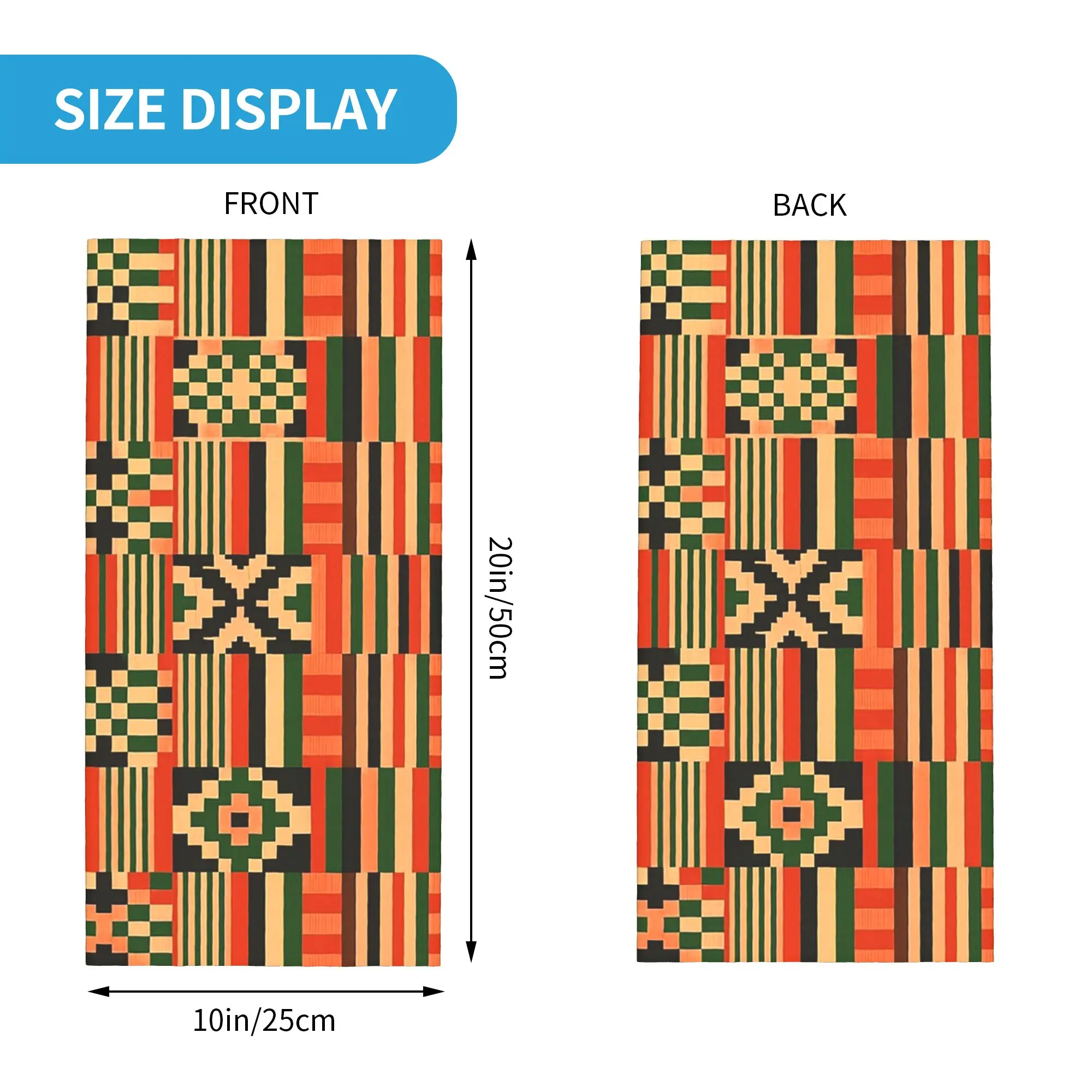 African Kente Traditional Ghanaian Print Bandana Neck Gaiter Printed Wrap Scarf Headband Cycling Unisex Adult Washable