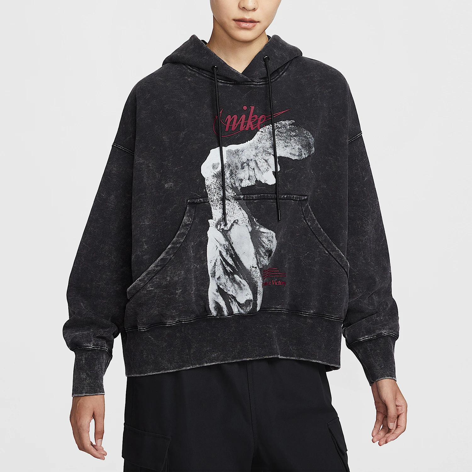 Nike genuine Sportswear Women's Drop Shoulder Knit Hooded Sweatshirt IO0489-010