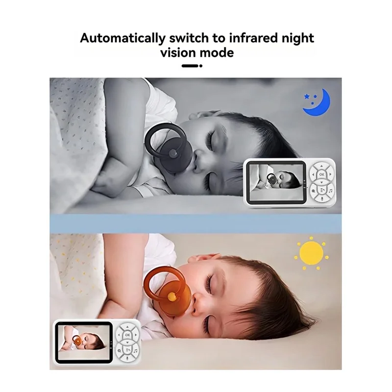 BNVN-3.5 بوصة RGB ضوء الليل مراقبة الطفل مع رؤية ليلية، كشف درجة الحرارة، كاميرا أمان الاتصال الداخلي الصوتي للمربية #3