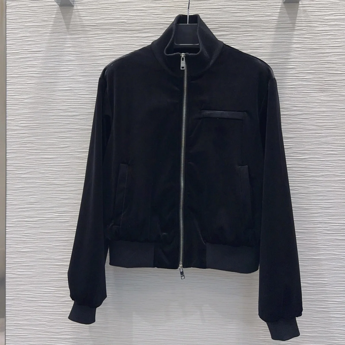 High Quality Women Velvet 2 Piece Outfit, Stand Collar Zip Up Jacket & Drawstring Flared Pants Tracksuit Set lyt26101505