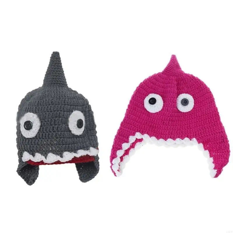 القبعات الصوفية الصغيرة المريحة، قبعات القرش اللطيفة، قبعات الدعائم المحبوكة يدويًا #1