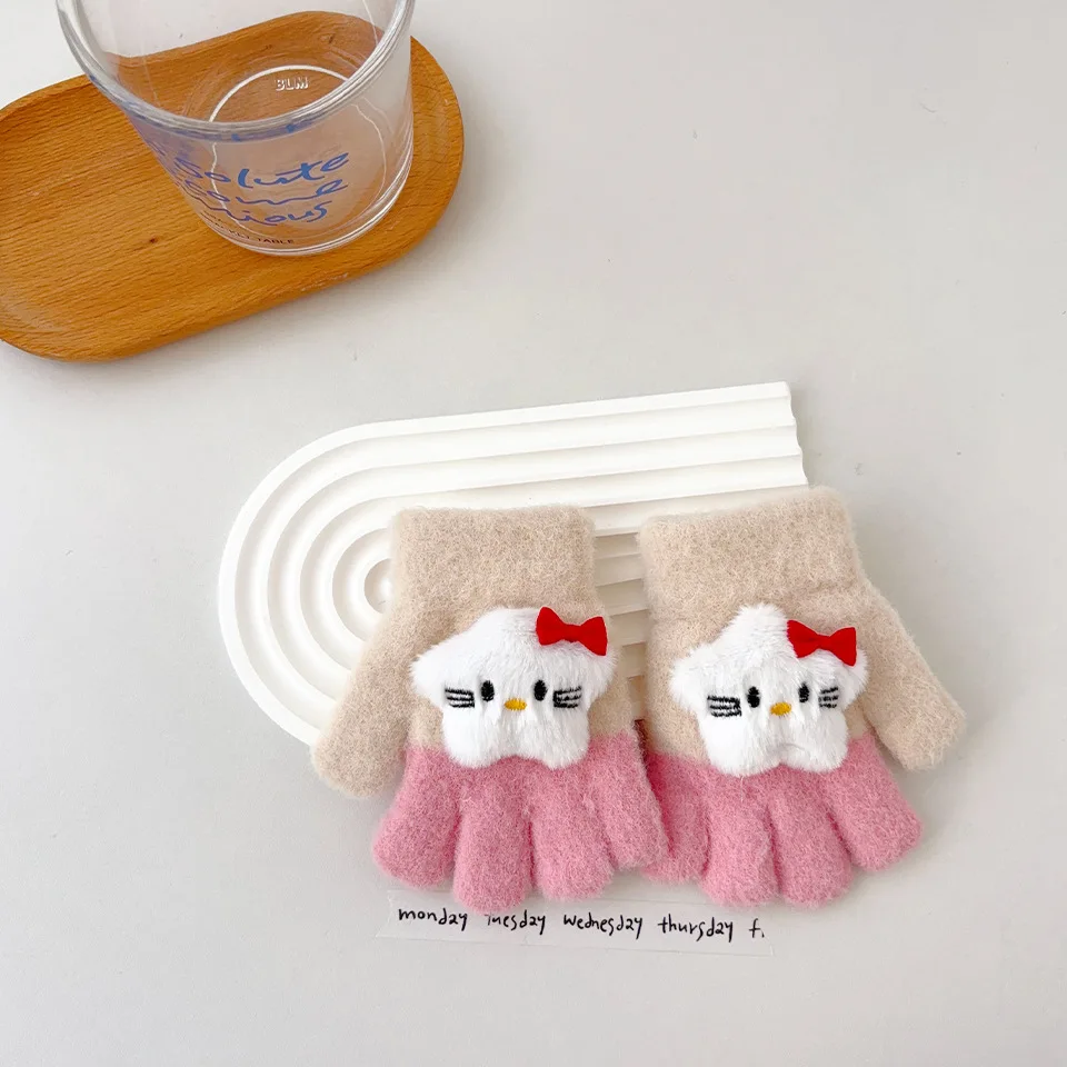 

1Pair Kawaii Sanrio Kuromi Winter Thermal Gloves Cinnamoroll Flip Gloves Sweet Girl Thickened Mittens