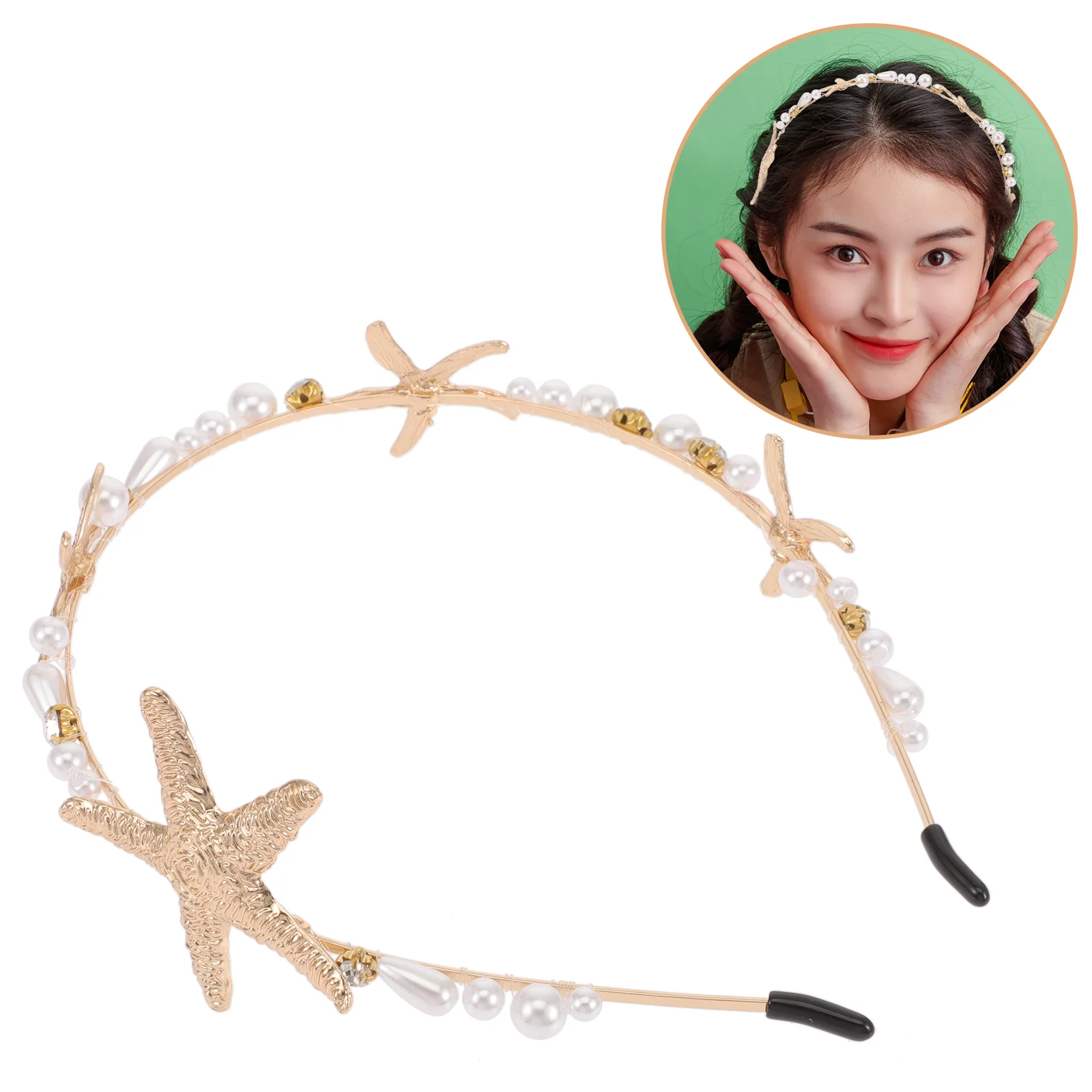 Headband for Women Fashion Korean Wedding Sea Star Hair Hoop Bridal Manmade Pearl