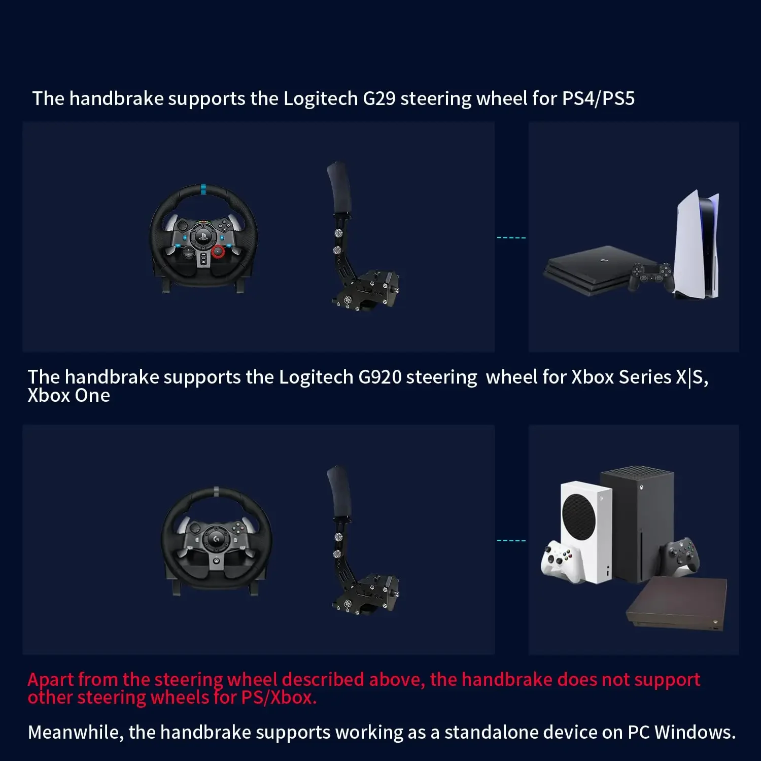 Sim Racing Handbrake, G29 Racing Wheel for PS4/PS5, G920 Racing Wheel for XBOX Series X/S, and included table clamp