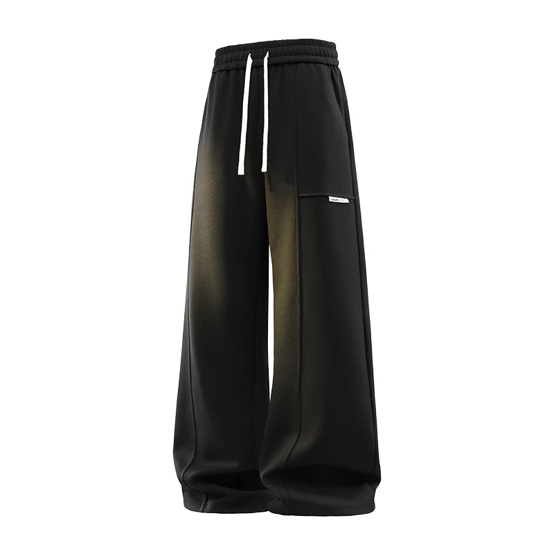 Men's Casual Straight Leg Pants Autumn Winter Colorblock Sports Leisure Trousers 250GSM Heavyweight Loose Fit Jogger Pants