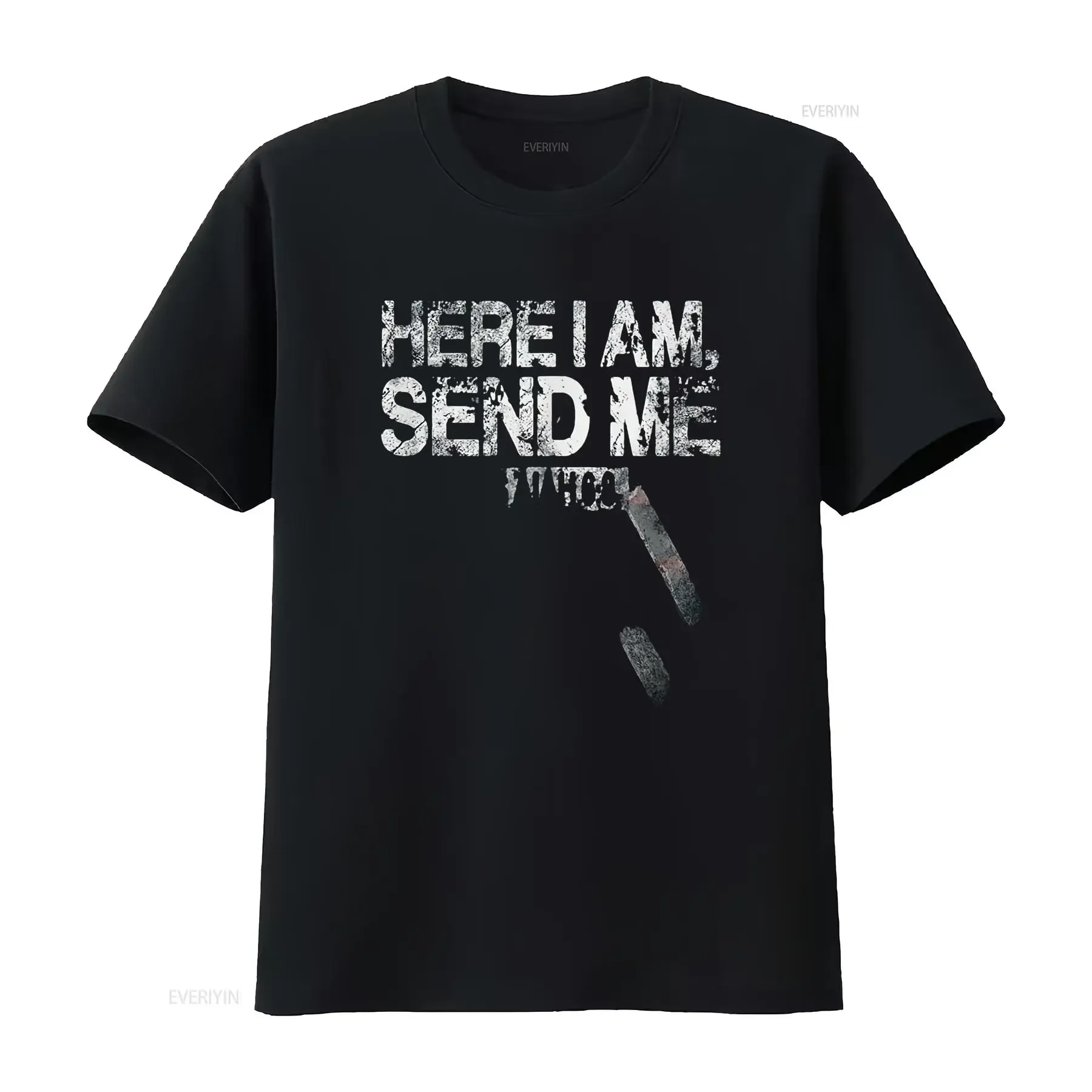 Womens Here I Am Send Me American Flag Cross Isaiah 6 8 Bible Verse T Shirt Black 2XL vintage Washed Slightly Soft homme Unisex