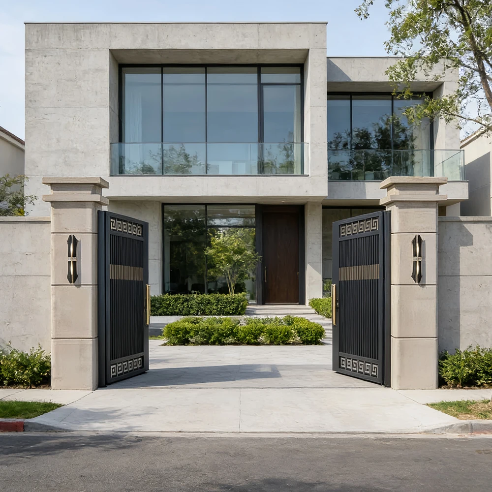 Wrought Iron Style Gate Villa Main Entrance Sliding Driveway ModernGarden Courtyard Opening Fence Security Steel