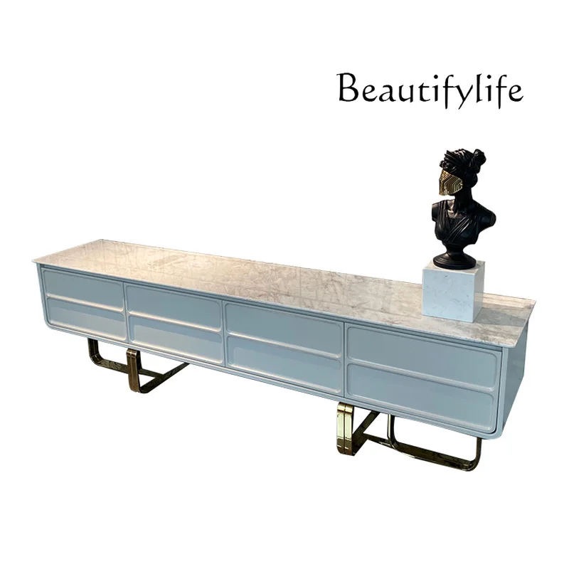 

Italian Mild Luxury Marble-Side TV Cabinet Villa Suite Living Room Simple Modern Video Cabinet