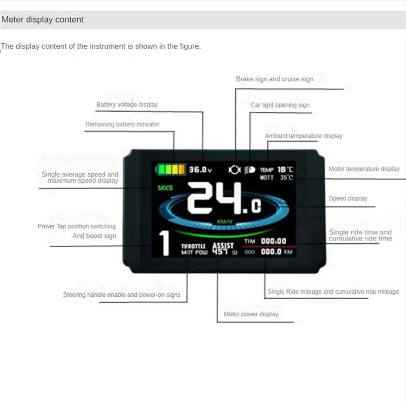 

(ABHW) Ebike Display Meter 24V 36V 48V KT-LCD8HP Electric Bicycle Computer Display Waterproof Plug for Electric Bike Parts