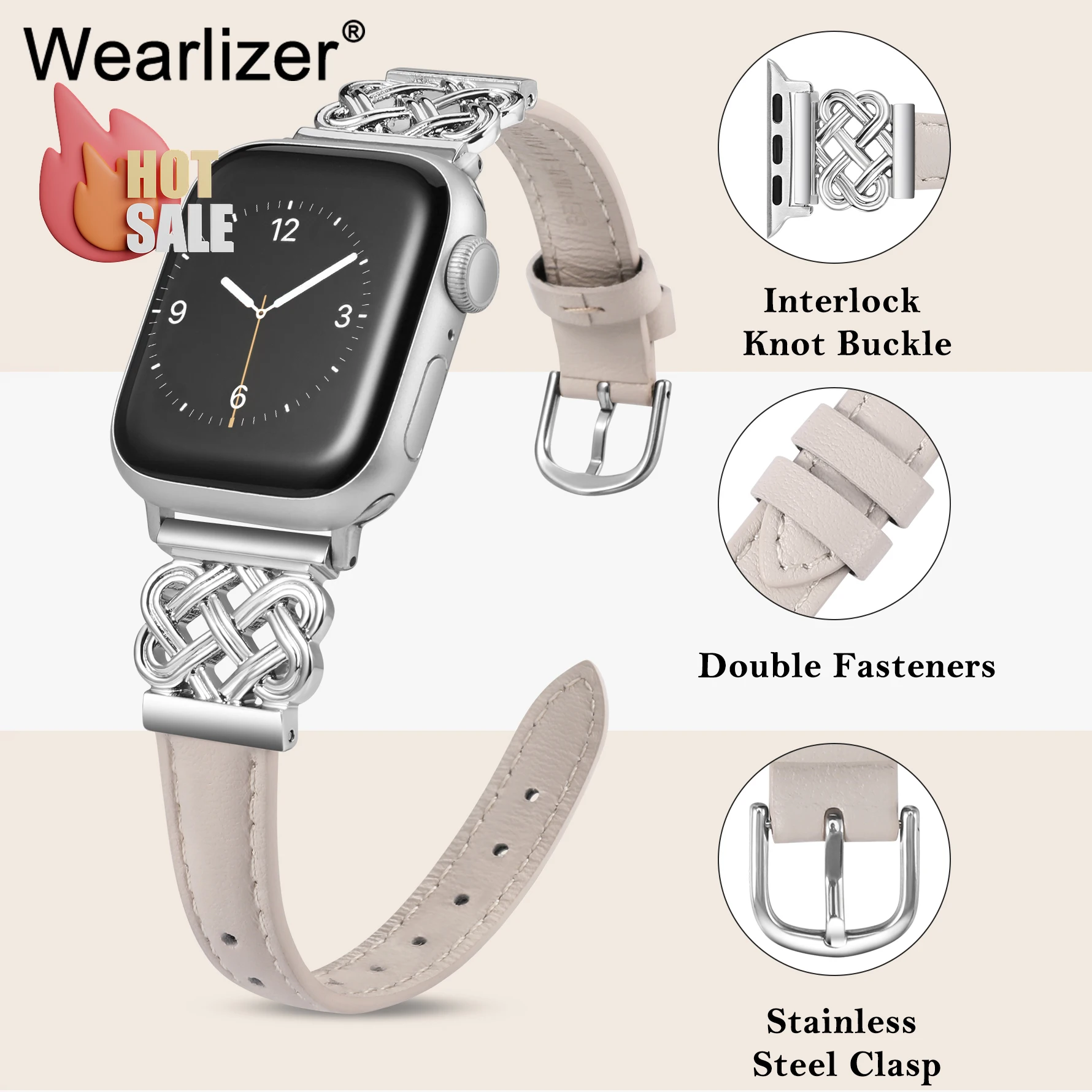 

Wearlizer Leather Watch Band For Apple Watch Band 44mm 49mm 45mm 40mm 41mm 38mm Strap For IWatch Series Ultra SE 9 8 7 6