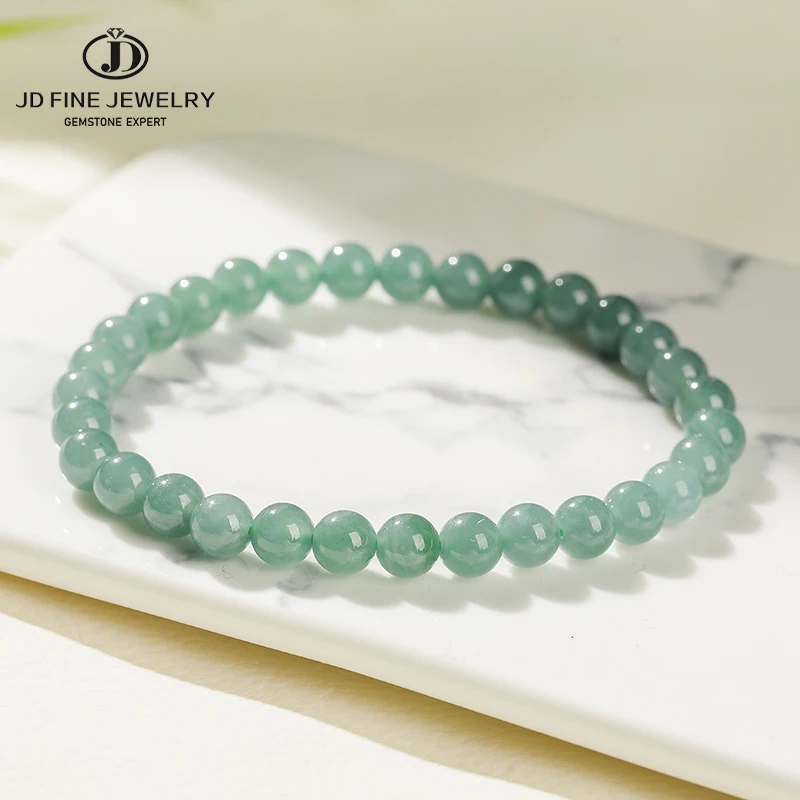 

6mm Genuine Natural Guatemala Jadeite Beaded Bracelet for Women Luxury Elegant Energy Healing Elastic Bangles Girlfriend Gifts