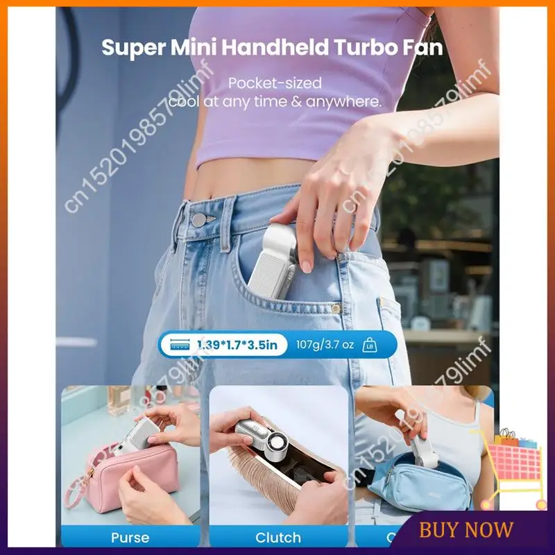 MSOR-LED Display Handheld Fan, 3.5 Inch Mini Turbo Fan, 16900 RPM High Speed Fan, Portable For Women, Men, Girls, Travel, Outdoo