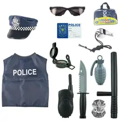 Police Props Costume For Kids Cosplay Dress-Up Clothes Toys Children Halloween Policeman Costumes Kids Carnival Costume Props