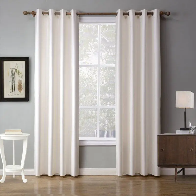 

White Plain Semi Blackout Curtain for Living Room, Bedroom Thermal Insulated Modern Window Treatment Grommet Ring Top Drapes