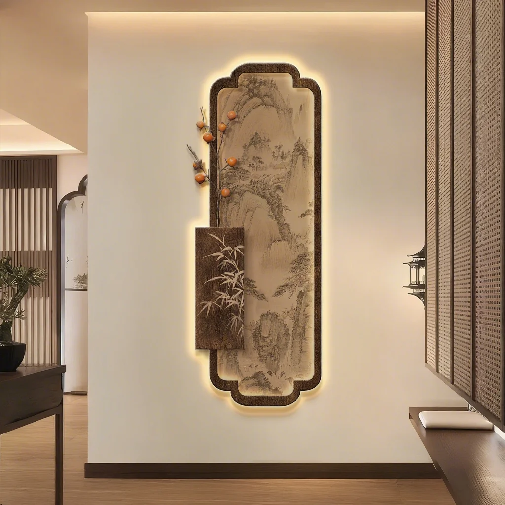 Obrazy w stylu dynastii Song, nowy chiński styl, korytarze, hol, tła, ścienne obrazy, lampy ścienne