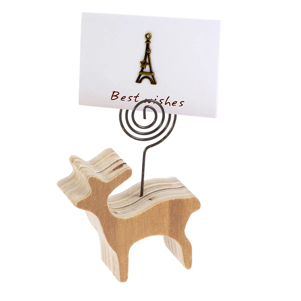 10Pcs Wood Animal Note Clips Cartoon Deer Desktop Paper Holder Photo Stander Table Number Card Place Menu Clip Home Office