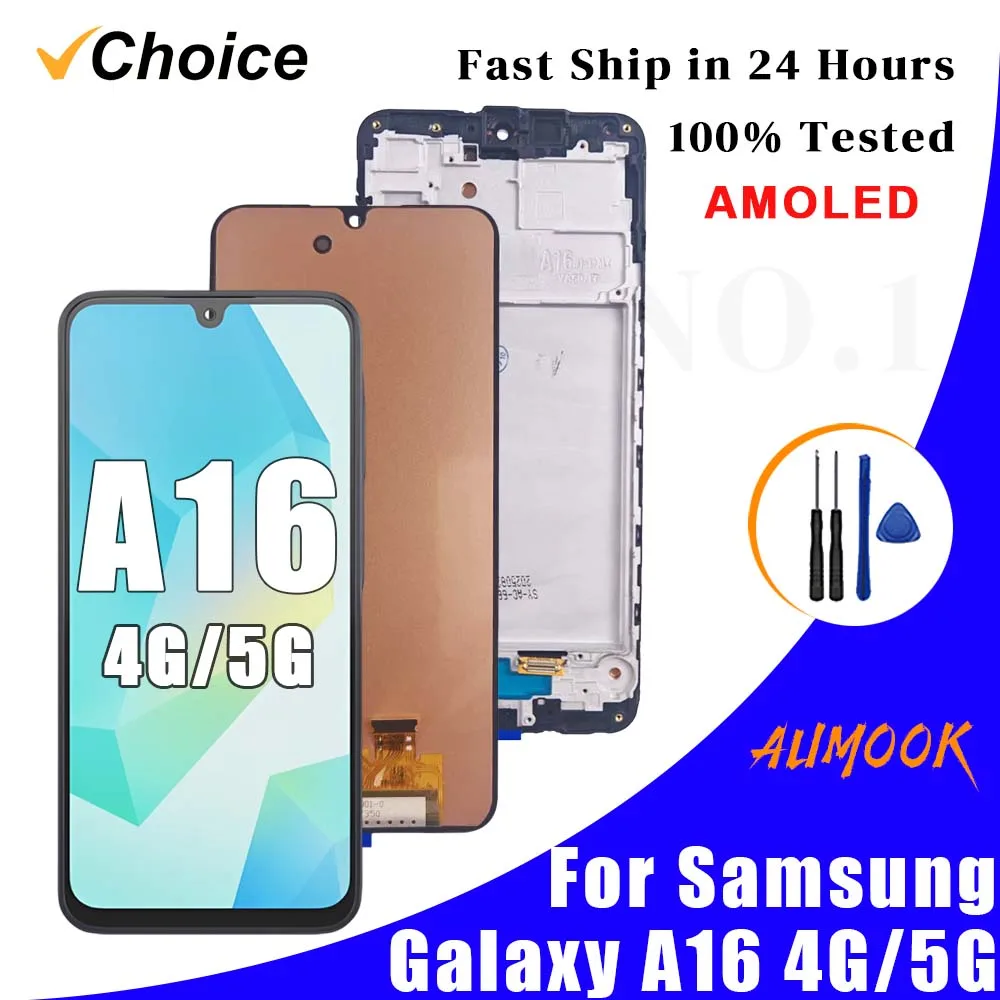 AMOLED pour Samsung Galaxy A16 4G 5G LCD écran tactile numériseur assemblée pour Samsung A165 A166 pièce de rechange d'écran