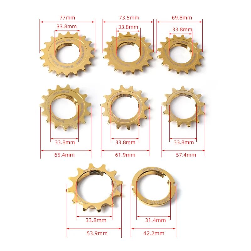 POLSO FC003 12T/13T/14T/15T/16T/17T/18T Fixed Gear Cog Chrome Stainless Steel Sprocket Bike Freewheel and Locking