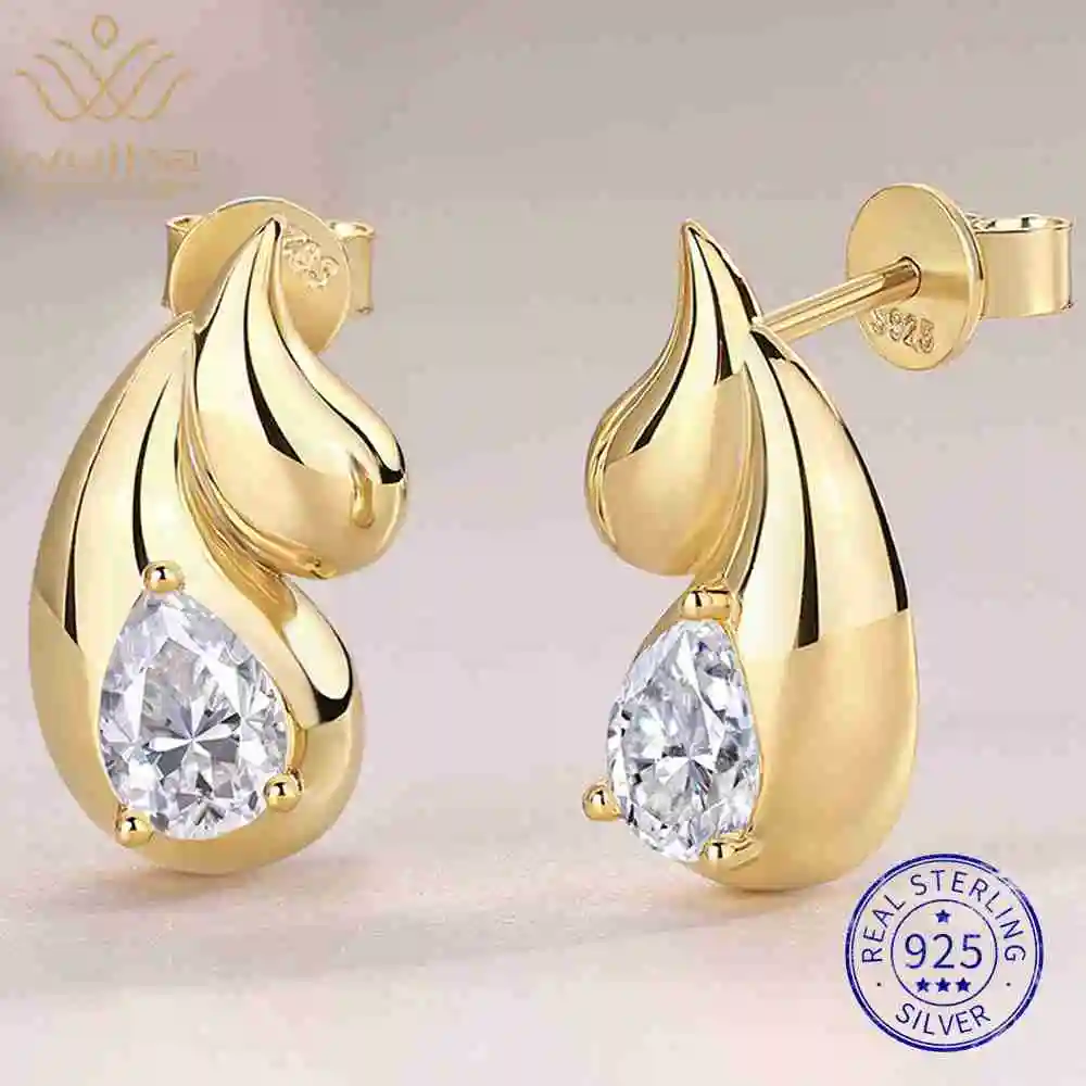 WUIHA 100% 925 Sterling Silver VVS D Color 5 * 7 MM Pear Cut Real GRA Moissanite Diamonds Studs Earrings Fine Jewelry Pass Test