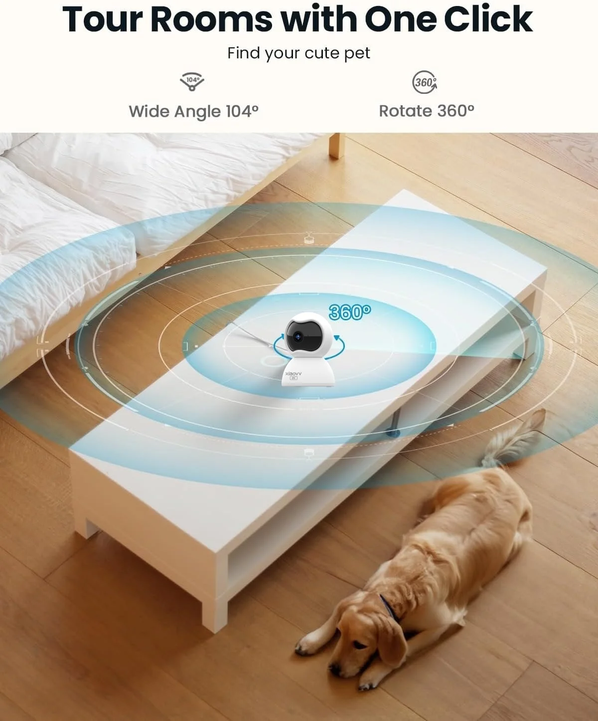 Xiaovv 5MP 3K HD كاميرا أمان داخلية لاسلكية واي فاي IP مراقبة صغيرة مع تتبع تلقائي عموم وإمالة 8x تكبير رقمي #6