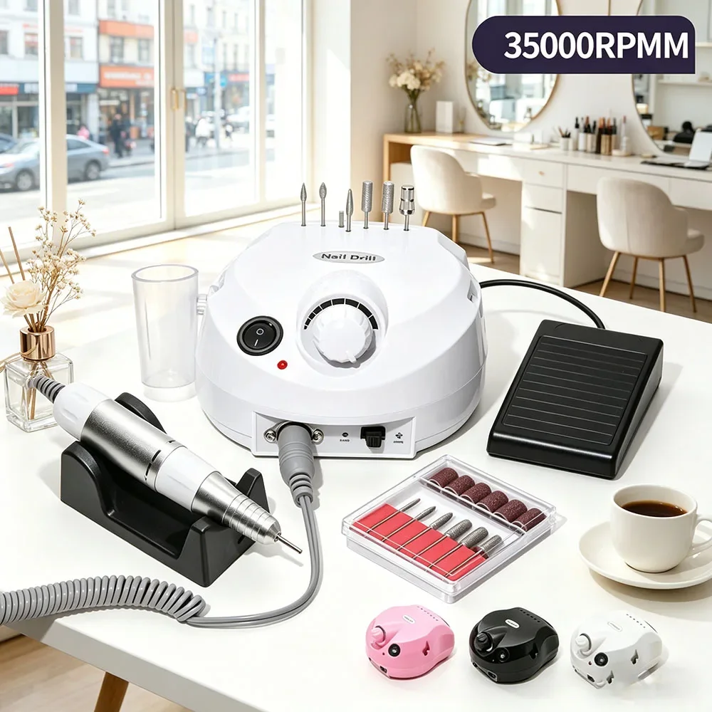 

35000RPM Electric Nail Drill Machine Set Professional Nail Cutter Gel Polisher File Kit For Salon Nail Tools