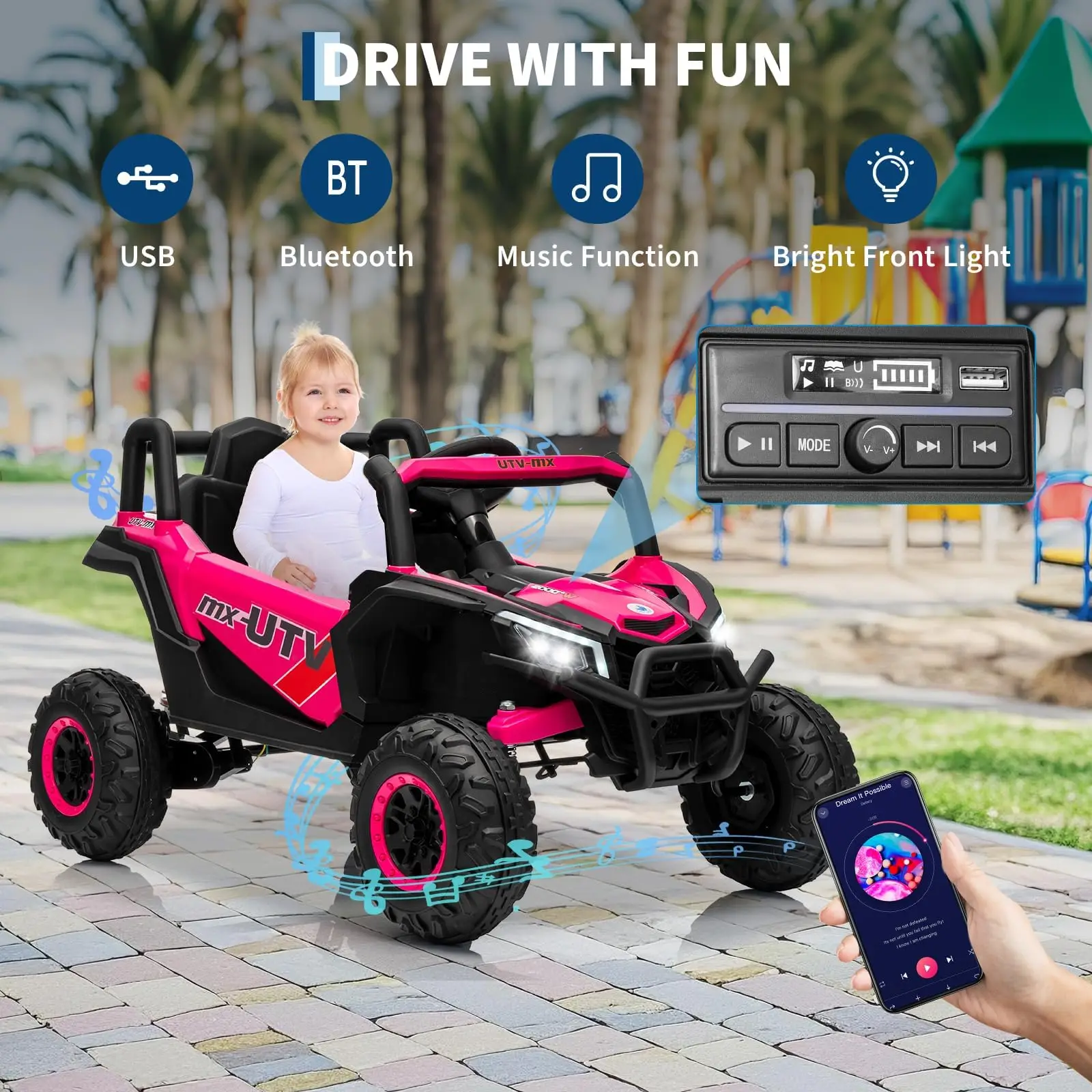 12V Kids Ride on Electric UTV Truck Adventure Electric Car with Remote Control Toys for Kids