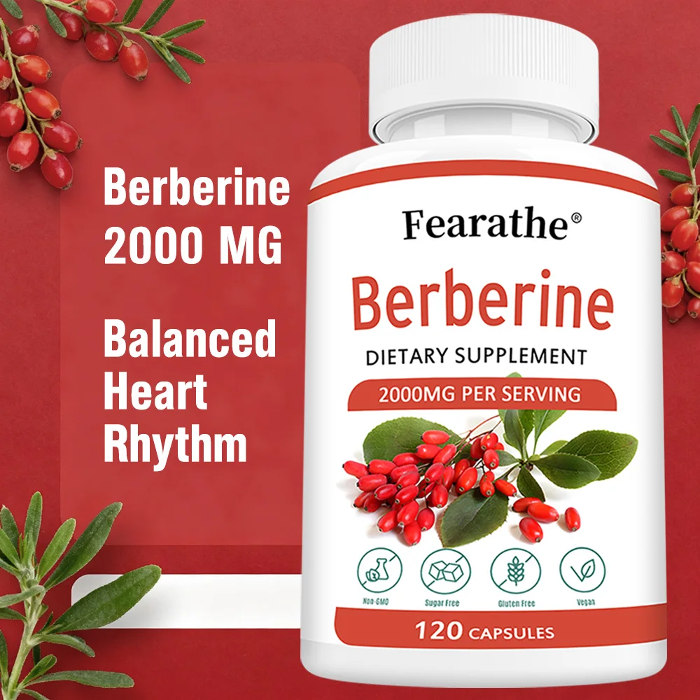 Berberine HCl 2000mg Capsules, Supports Cardiovascular Health, Digestion, Immune Function, Energy, Antioxidant & Anti-Aging