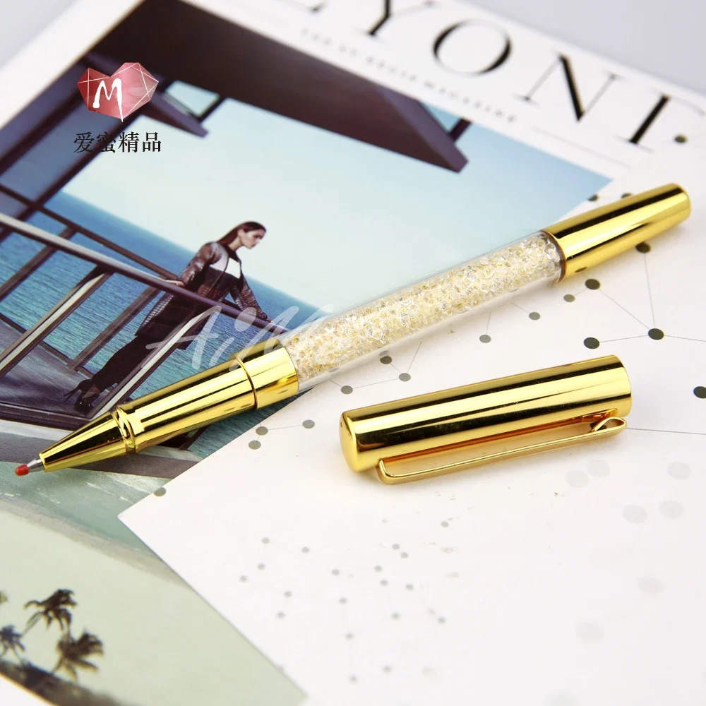 

Golden Business Signature Pen 0.7mm Metal Gel Pen Creative Crystal Pen Gift Kawaii School Supplies 1PCS