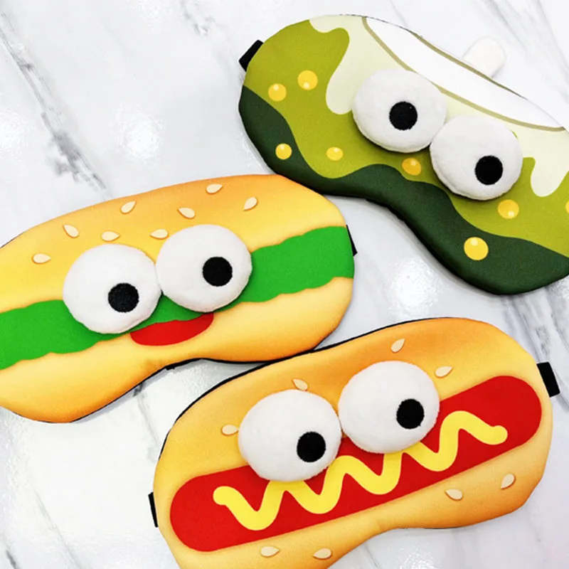 Funny Hamburger Sleep Mask Cute Soft Eye Cover Travel Rest Eye Band Kids Eyeshade Patch Blindfold For Women Girls Eye Mask