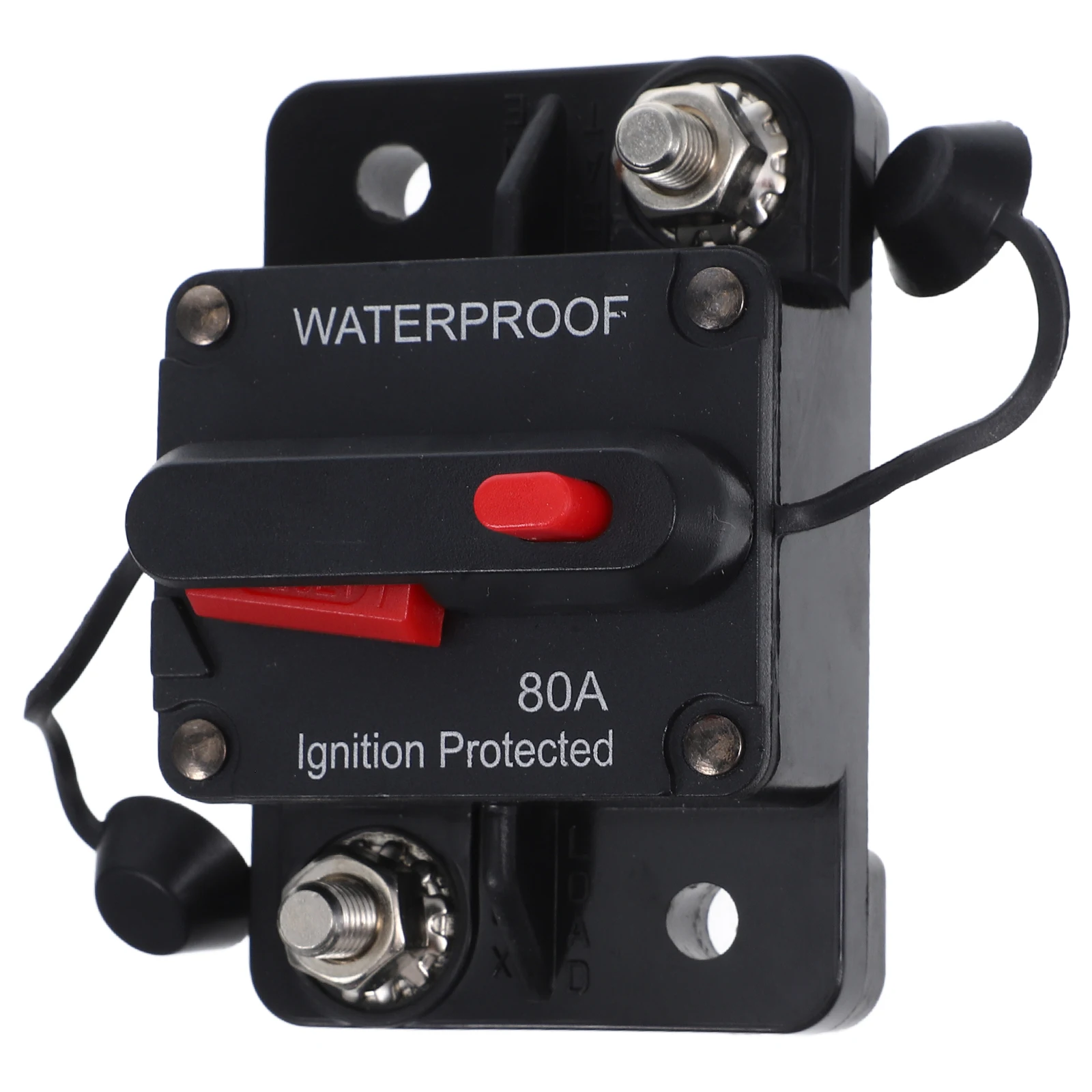 

12V 36V Auto Reset Circuit Breaker 80A Waterproof Fuse For Truck Rv Marine Trailer Panel Mount Stud Insulators Overload